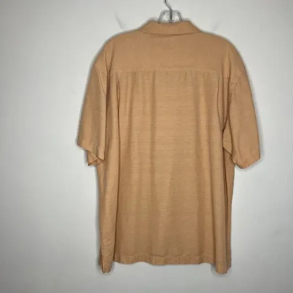 Coconut Bobs Mens Button Up Silk Shirt Size XL Orange Short Sleeve Cruise Beach - Picture 2 of 12